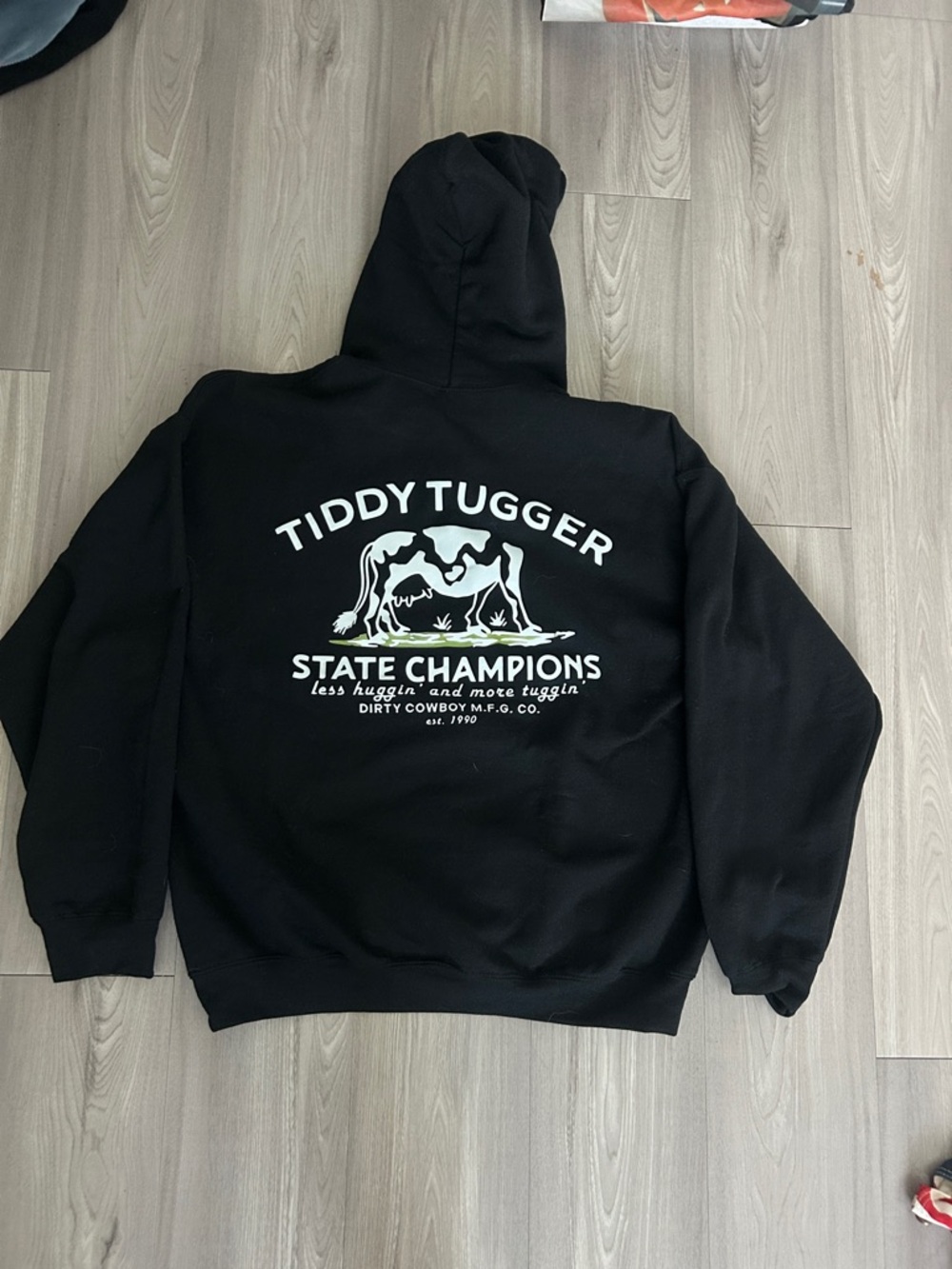 Tiddy Tugger "State Champions" Graphic Hoodie - Black with White Print